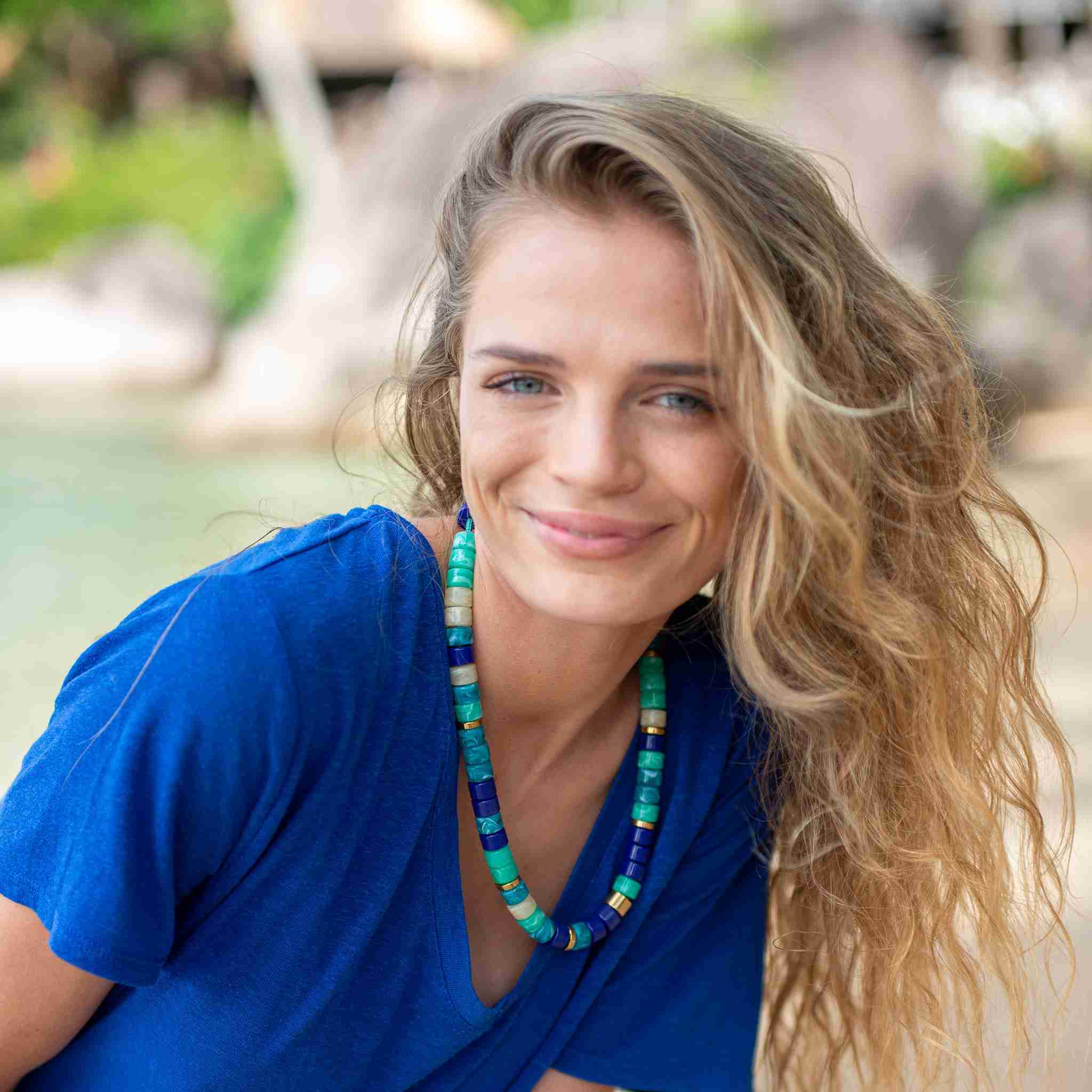 Collier réglable bleu turquoise lagon femme | Praia Azul Mix Parabaya Parabaya